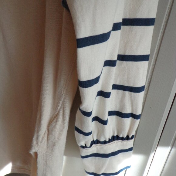 NWOT WE THE FREE Striped Puffy Long Sleeve T-Shirt XS Blues/Natural Raw Edges - Picture 9 of 15